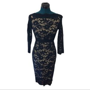 Lace Overlay Cocktail Dress